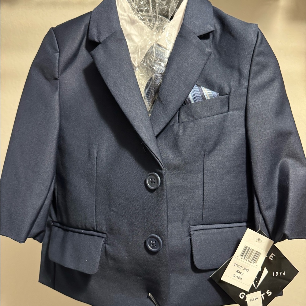 Navy Blue Infant/Toddler Complete Suit Set NWT